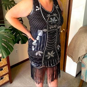 Unique Vintage 1920s Fringe Dress